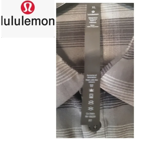 LULULEMON Masons Peak Flannel Size X-Large Shade Plaid Black Battleship like new - Picture 10 of 10